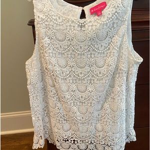 Lily Pulitzer white lace top xl